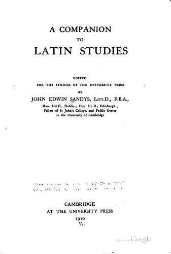 Cover for companion to Latin studies