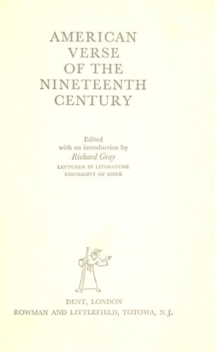 Cover for American verse of the nineteenth century