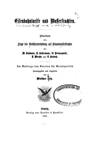 Cover for Eisenbahntarife und Wasserfrachten, Studien zur Frage der Gebührenerhebung auf Binnenwasserstrassen