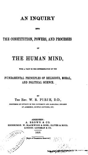 Cover for An Inquiry Into the Constitution, Powers, and Processes of the Human Mind: With a View to the ...