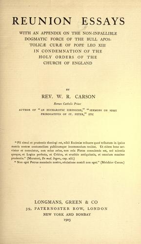 Cover for Reunion essays