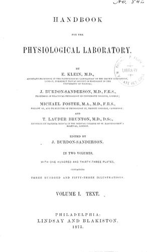Cover for Handbook for the physiological laboratory