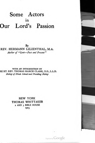 Cover for Some actors in Our Lord's Passion
