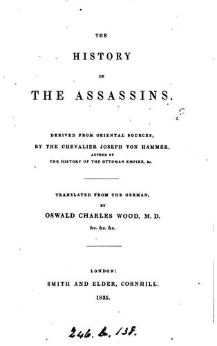 Cover for The history of the Assassins, tr. by O.C. Wood