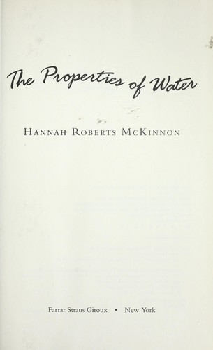 Cover for The properties of water
