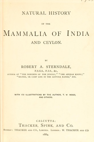 Cover for Natural history of the mammalia of India and Ceylon