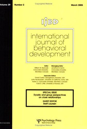 Cover for Dyadic and Group Perspectives on Close Relationships (International Journal of Behavioral Development)