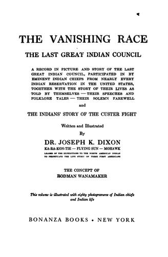 Cover for The vanishing race, the last great Indian council