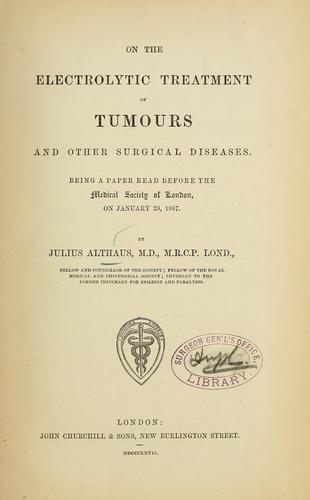 Cover for On the electrolytic treatment of tumours and other surgical diseases