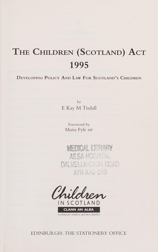 Cover for The Children (Scotland) Act 1995