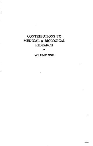 Cover for Contributions to medical and biological research