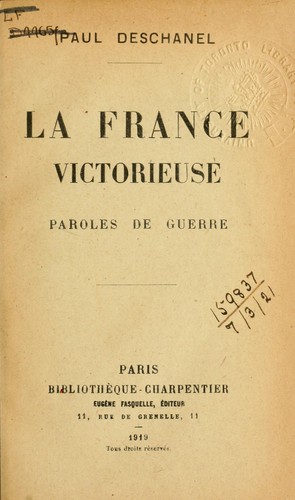 Cover for La France victorieuse, paroles de guerre