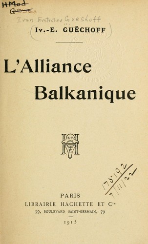 Cover for L'Alliance balkanique