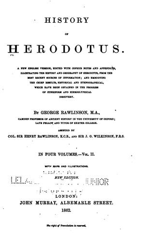 Cover for The History of Herodotus: A New English Version,
