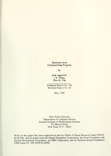 Cover for Minimum area circumscribing polygons