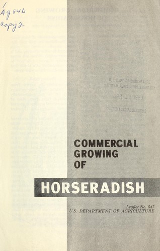 Cover for Commercial growing of horseradish