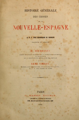Cover for Histoire gňřale des choses de la Nouvelle-Espagne