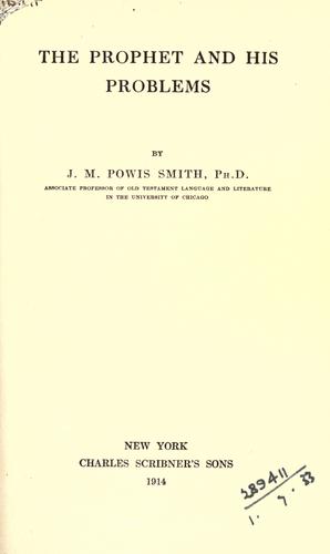 Cover for The prophet and his problems.