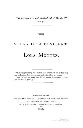 Cover for The story of a penitent: Lola Montez ...