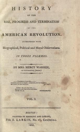 Cover for History of the rise, progress and termination of the American revolution.