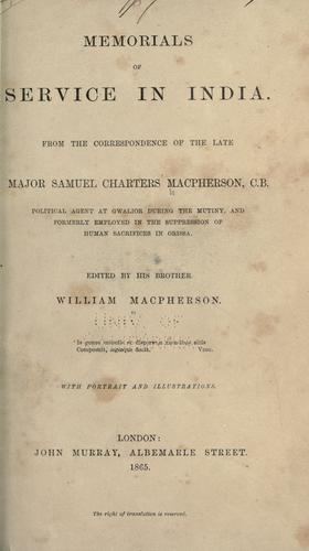 Cover for Memorials of service in India