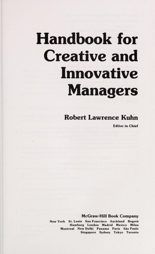 Cover for Handbook for creative and innovative managers