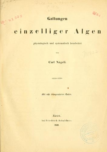 Cover for Gattungen einzelliger Algen