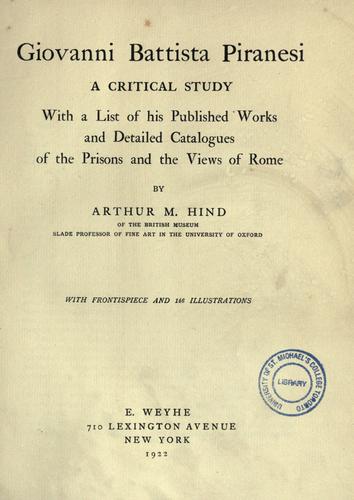 Cover for Giovanni Battista Piranesi