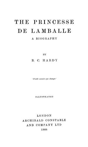 Cover for The Princesse de Lamballe