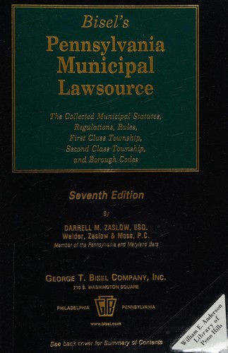 Cover for Bisel's Pennsylvania municipal lawsource