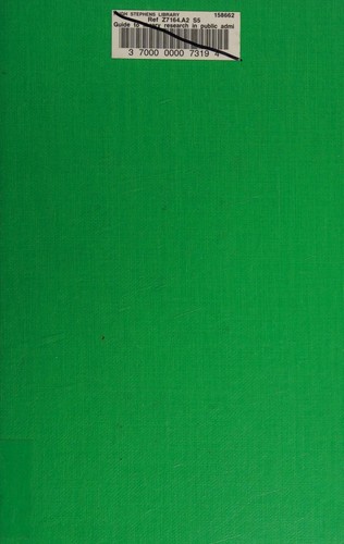 Cover for Guide to Library Research in Public Administration