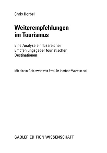 Cover for Weiterempfehlungen im Tourismus