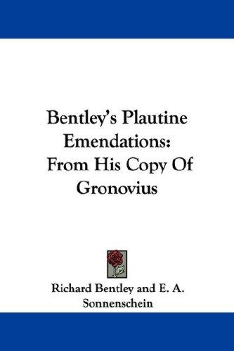 Cover for Bentley's Plautine Emendations