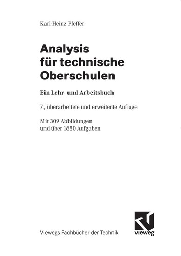 Cover for Analysis für technische Oberschulen
