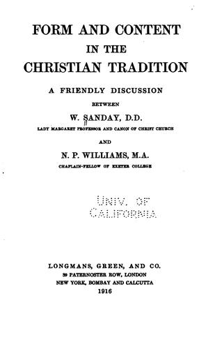 Cover for Form and content in the Christian tradition