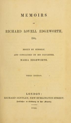 Cover for Memoirs of Richard Lovell Edgeworth, esq.