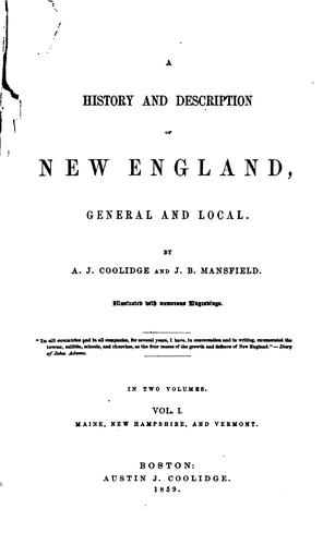 Cover for A History and Description of New England, General and Local