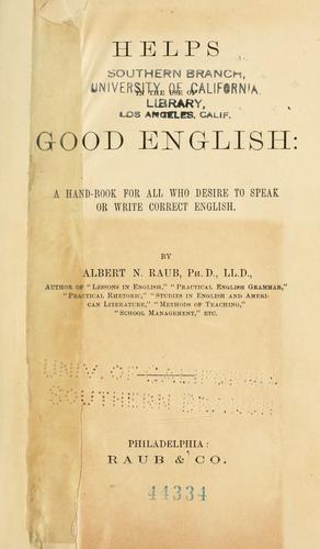 Cover for Helps in the use of good English