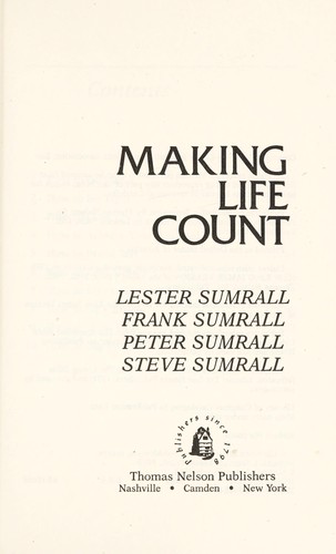 Cover for Making life count