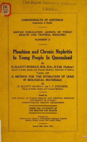 Cover for Plumbism and chronic nephritis in young people in Queensland