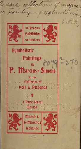 Cover for Symbolistic paintings by P. Marcius-Simons at the galleries of Doll & Richards