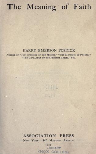 Cover for The meaning of faith