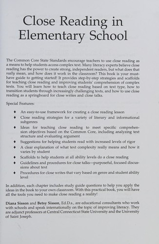 Cover for Close Reading in Elementary School
