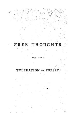 Cover for Free thoughts on the toleration of popery, by Calvinus Minor