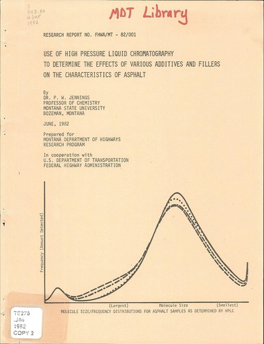 Cover for Use of high pressure liquid chromatography to determine the effects of various additives and fillers on the characteristics of asphalt