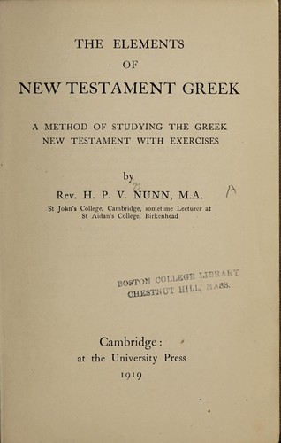 Cover for The elements of New Testament Greek