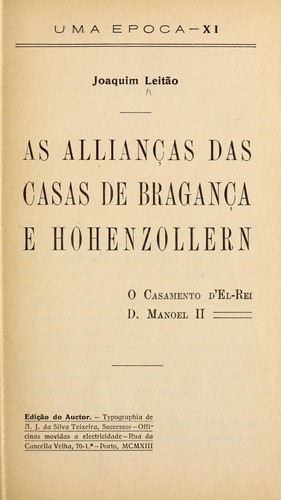 Cover for As allianças das casas de Bragança e Hohenzollern