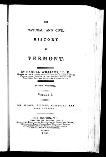 Cover for The natural and civil history of Vermont