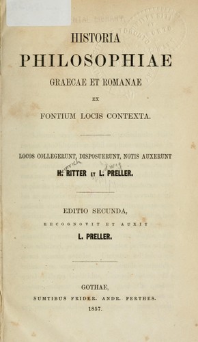 Cover for Historia philosophiae graecae et Romanae ex fontium locis contexta