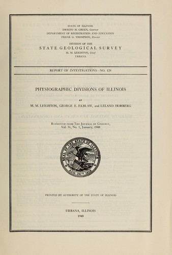 Cover for Physiographic divisions of Illinois